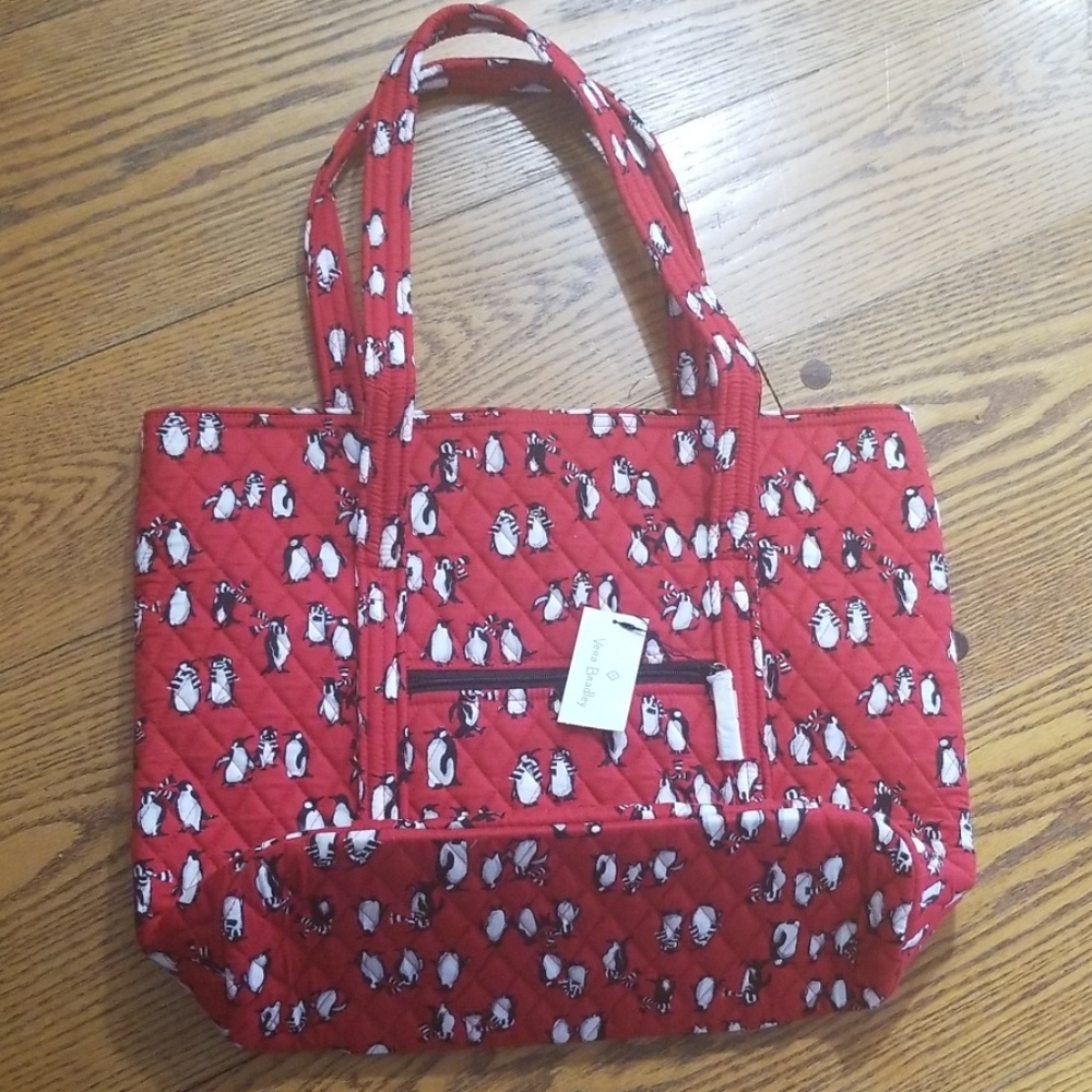 Vera Bradley Playful Penguins Lg Tote Bag NEW
